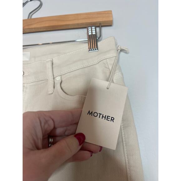NWT Mother The Weekender Sneak Flare High Rise Denim Jeans Beige Size: 29 - Picture 4 of 9